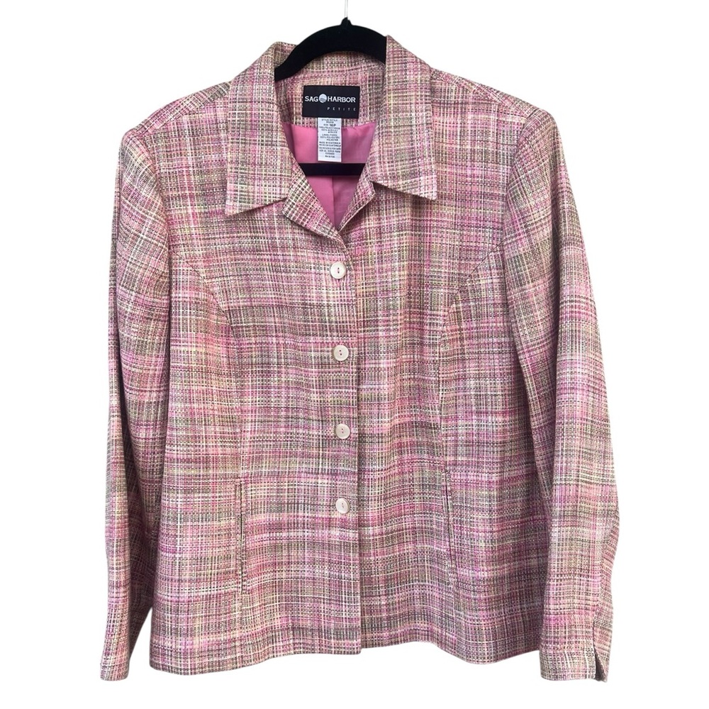 Sag Harbor Pink and Green Tweed Jacket - Size 16p